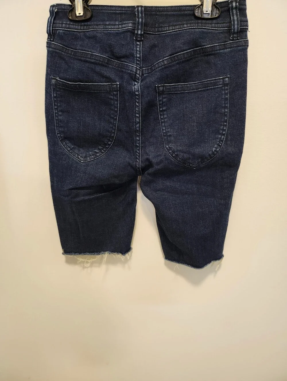Free People Dark Blue Long Denim Shorts